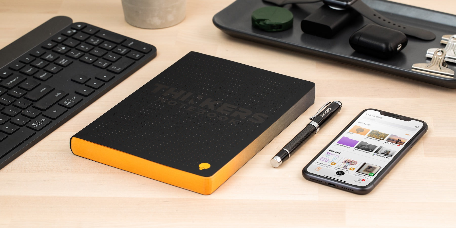The THINKERS Notebook is a smart notebook solution for the office, home, or on the road. Combining a premium journal with an intuitive app, the THINKERS Notebook makes it easy to capture and collaborate on your best ideas.
